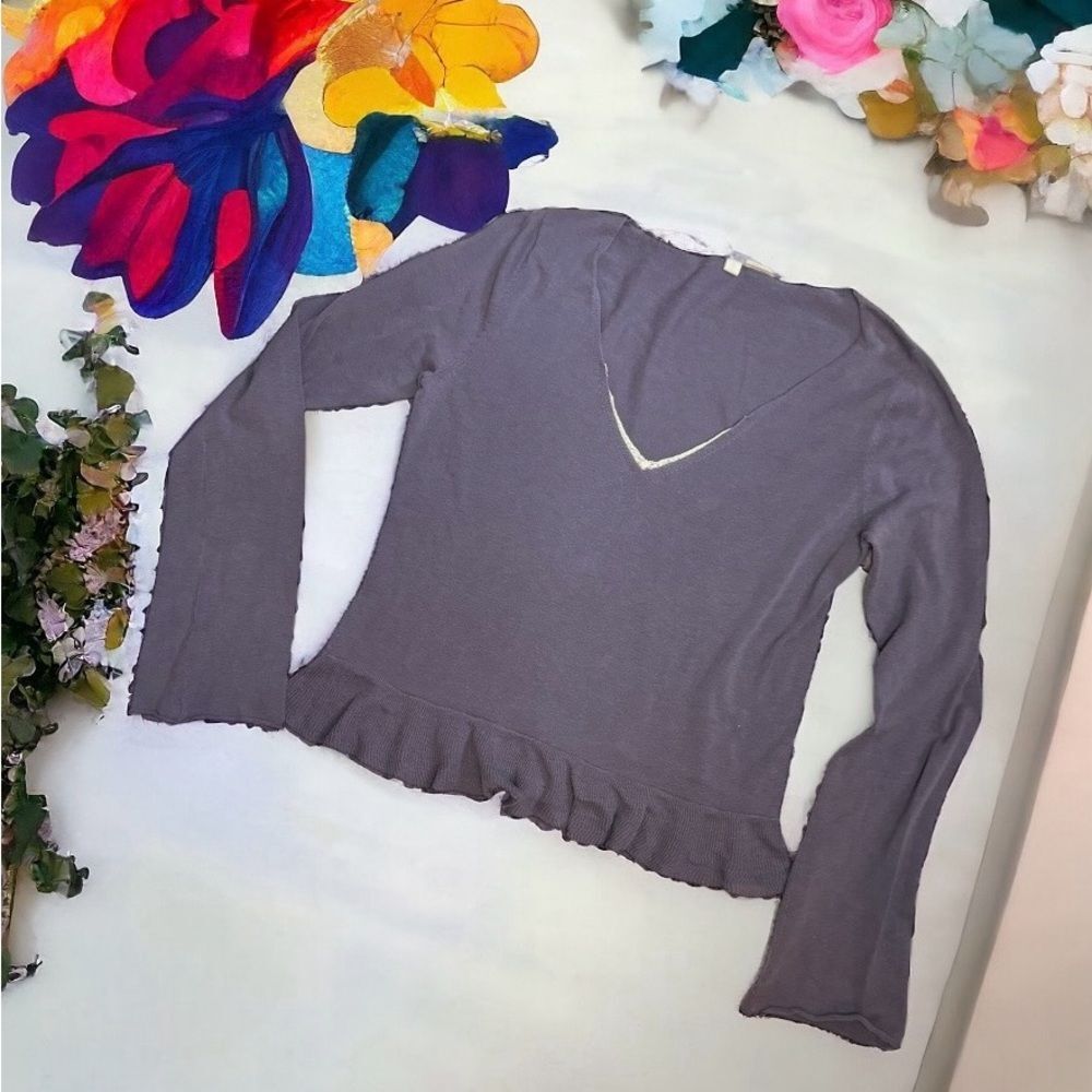 MOTH for Anthropology Light Purple Cotton Sweater Top Pullover Top Sz M